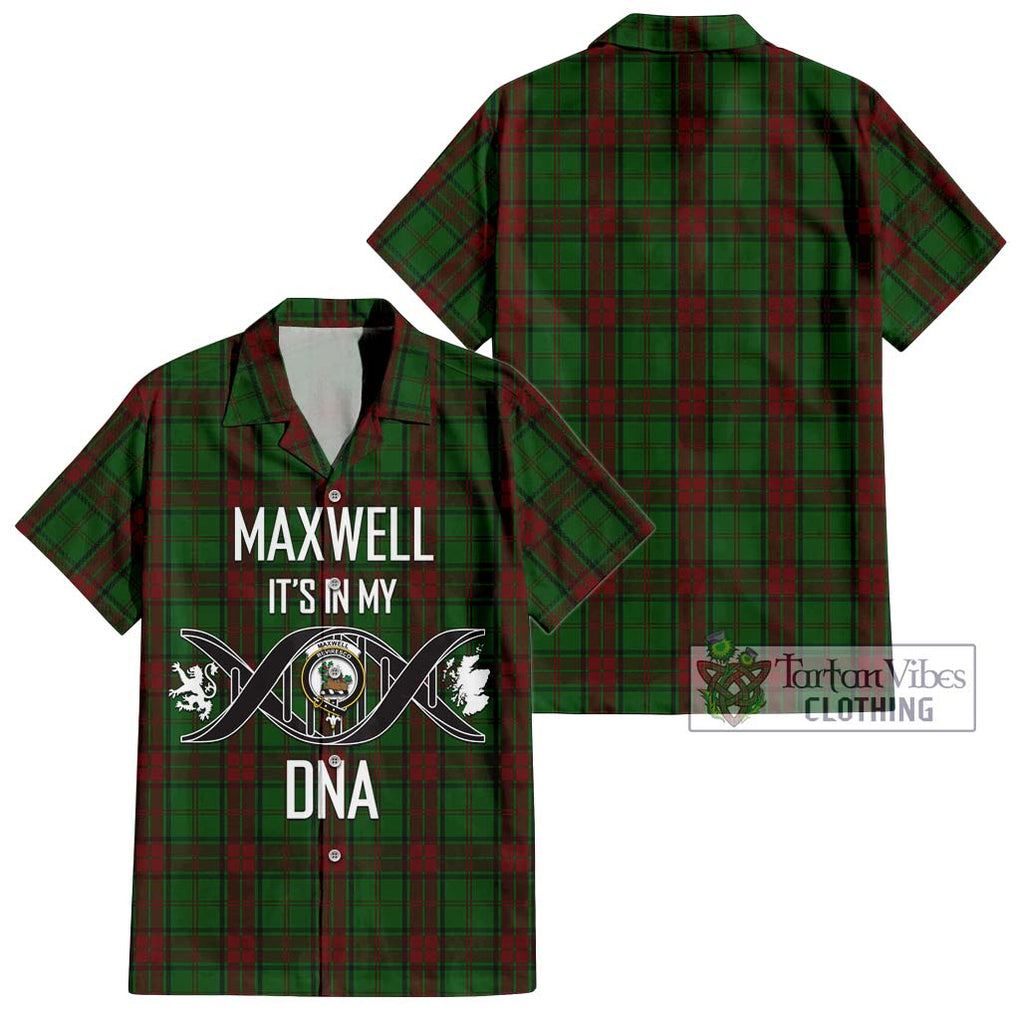 Maxwell Hunting Tartan Short Sleeve Button Shirt with Family Crest DNA In Me Style Kid - Tartanvibesclothing Shop