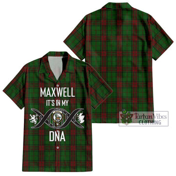 Maxwell Hunting Tartan Short Sleeve Button Shirt with Family Crest DNA In Me Style