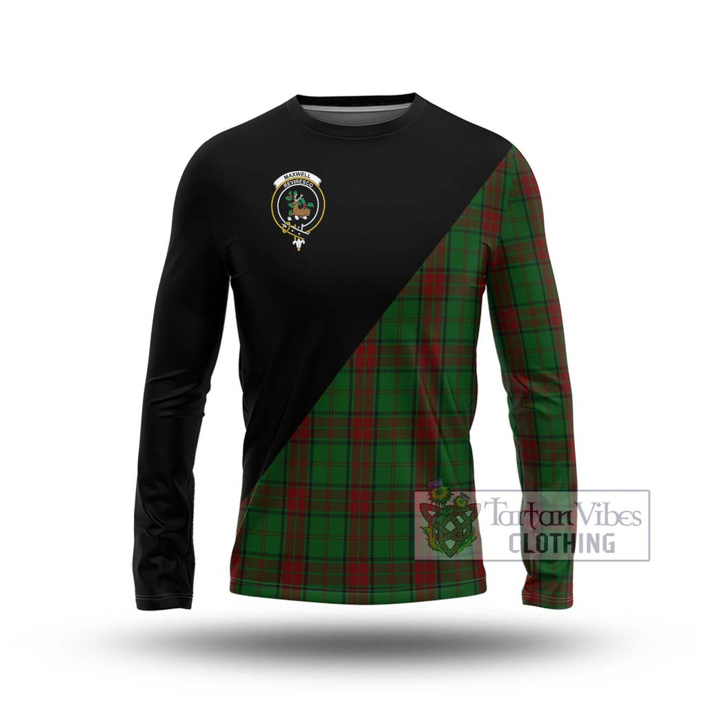 Maxwell Hunting Tartan Long Sleeve T-Shirt with Family Crest and Military Logo Style Unisex - Tartanvibesclothing Shop