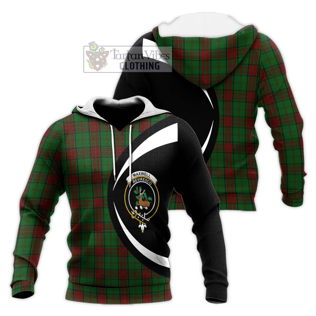 Maxwell Hunting Tartan Knitted Hoodie with Family Crest Circle Style Unisex Knitted Pullover Hoodie - Tartan Vibes Clothing