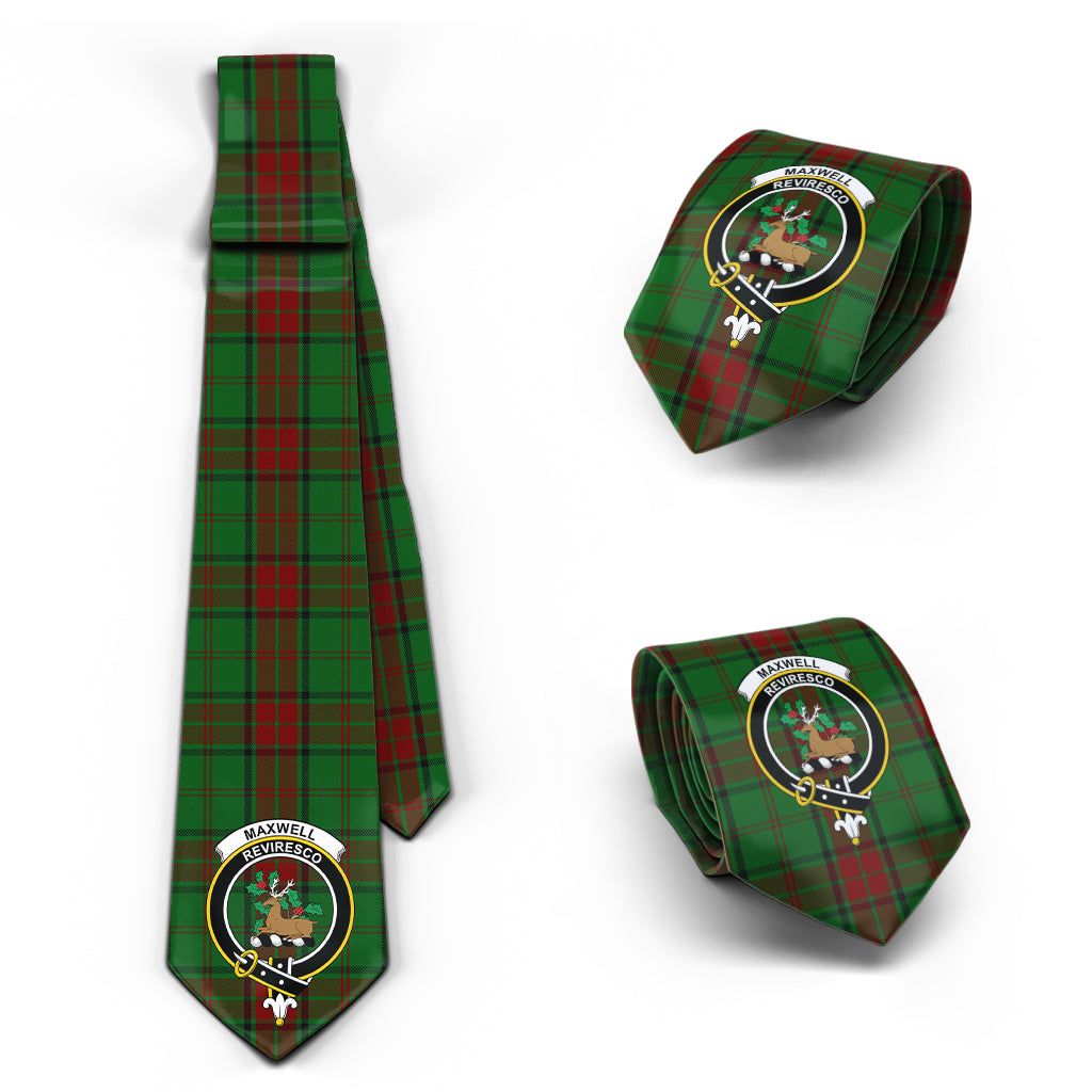 Maxwell Hunting Tartan Classic Necktie with Family Crest Necktie One Size - Tartan Vibes Clothing