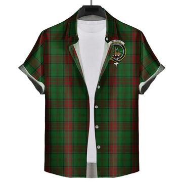 Maxwell Hunting Tartan Short Sleeve Button Down Shirt with Family Crest