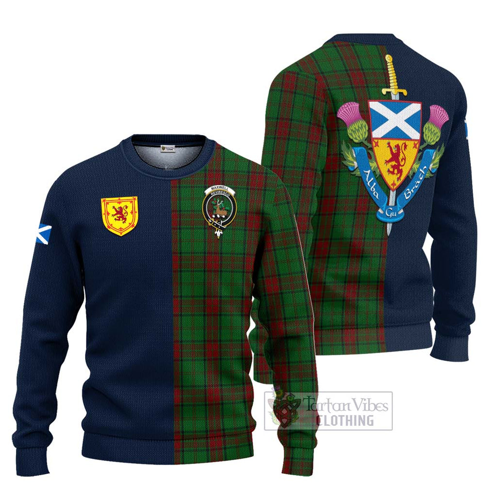 Tartan Vibes Clothing Maxwell Hunting Tartan Knitted Sweater with Scottish Lion Royal Arm Half Style