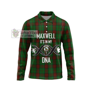 Maxwell Hunting Tartan Long Sleeve Polo Shirt with Family Crest DNA In Me Style