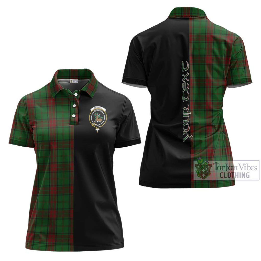 Maxwell Hunting Tartan Women's Polo Shirt with Family Crest and Half Of Me Style Women - Tartanvibesclothing Shop