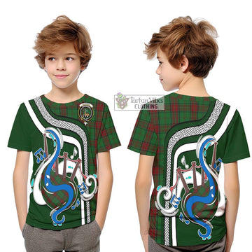 Maxwell Hunting Tartan Kid T-Shirt with Epic Bagpipe Style