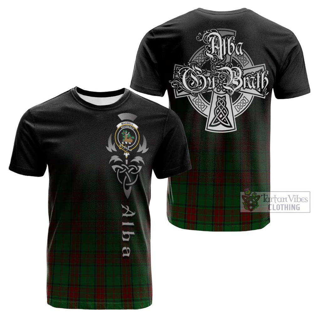 Tartan Vibes Clothing Maxwell Hunting Tartan Cotton T-shirt Featuring Alba Gu Brath Family Crest Celtic Inspired