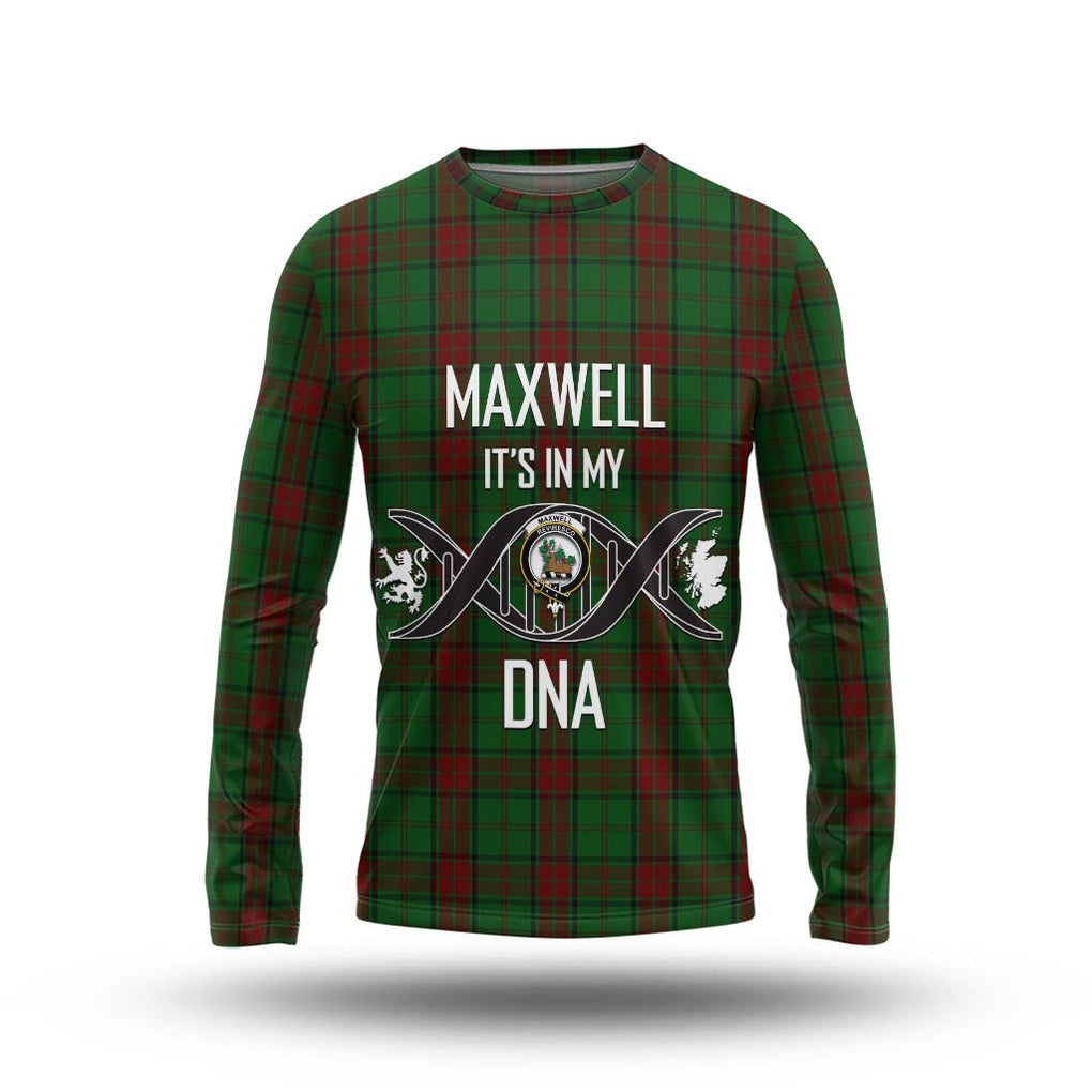 Maxwell Hunting Tartan Long Sleeve T-Shirt with Family Crest DNA In Me Style Unisex - Tartanvibesclothing Shop