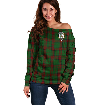 Maxwell Hunting Tartan Off Shoulder Women Sweater with Family Crest