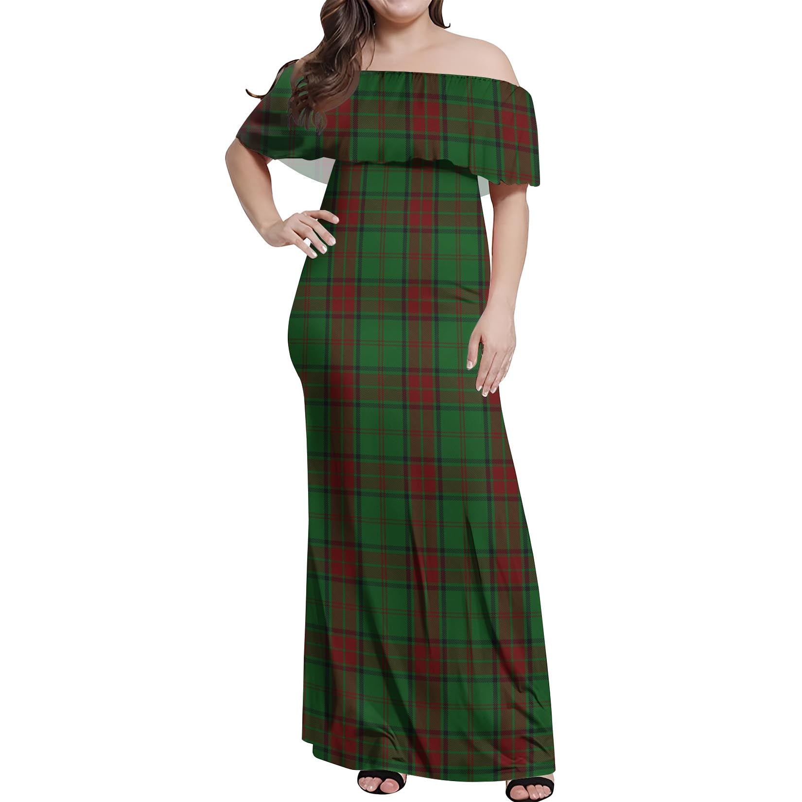 Maxwell Hunting Tartan Off Shoulder Long Dress Women's Dress - Tartanvibesclothing