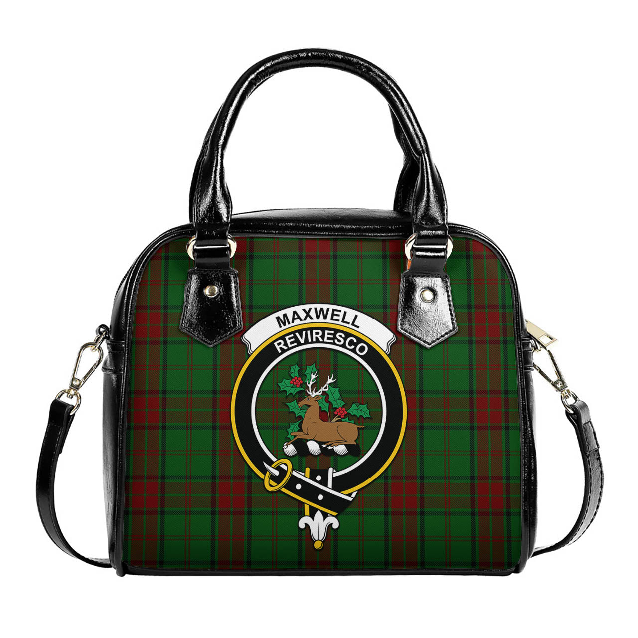 Maxwell Hunting Tartan Shoulder Handbags with Family Crest One Size 6*25*22 cm - Tartanvibesclothing