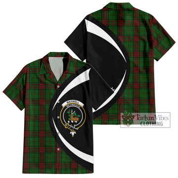 Maxwell Hunting Tartan Short Sleeve Button Up with Family Crest Circle Style