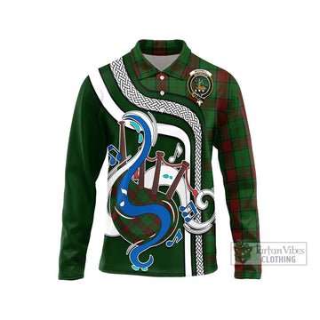 Maxwell Hunting Tartan Long Sleeve Polo Shirt with Epic Bagpipe Style