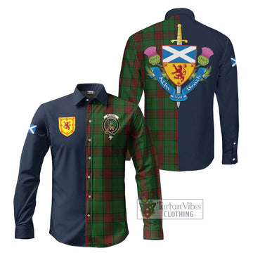 Maxwell Hunting Tartan Long Sleeve Button Shirt Alba with Scottish Lion Royal Arm Half Style