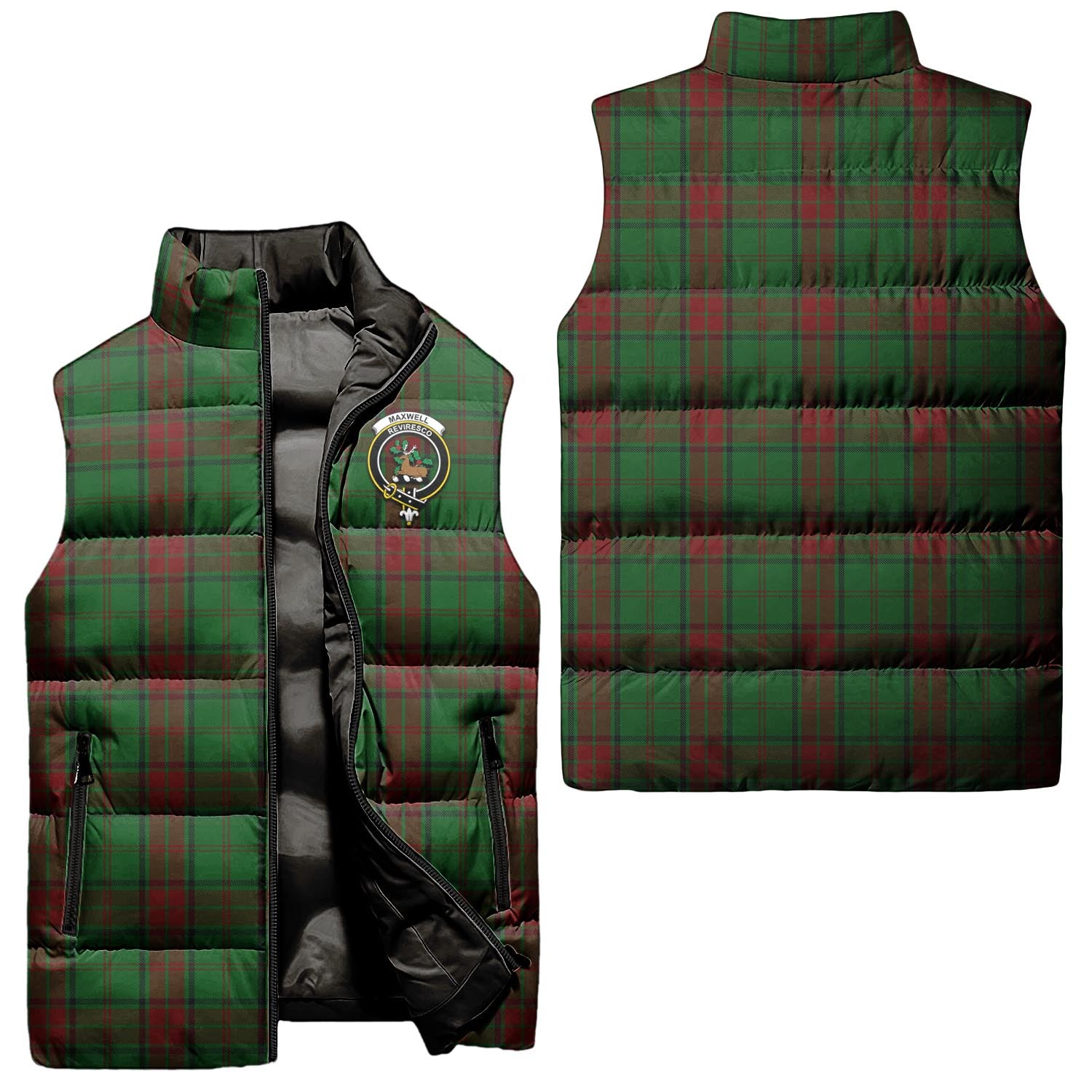 Maxwell Hunting Tartan Sleeveless Puffer Jacket with Family Crest Unisex - Tartanvibesclothing