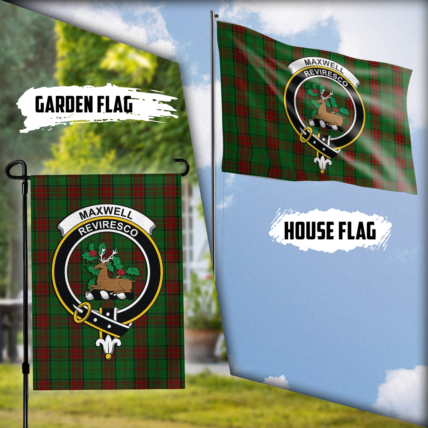 maxwell-hunting-tartan-flag-with-family-crest