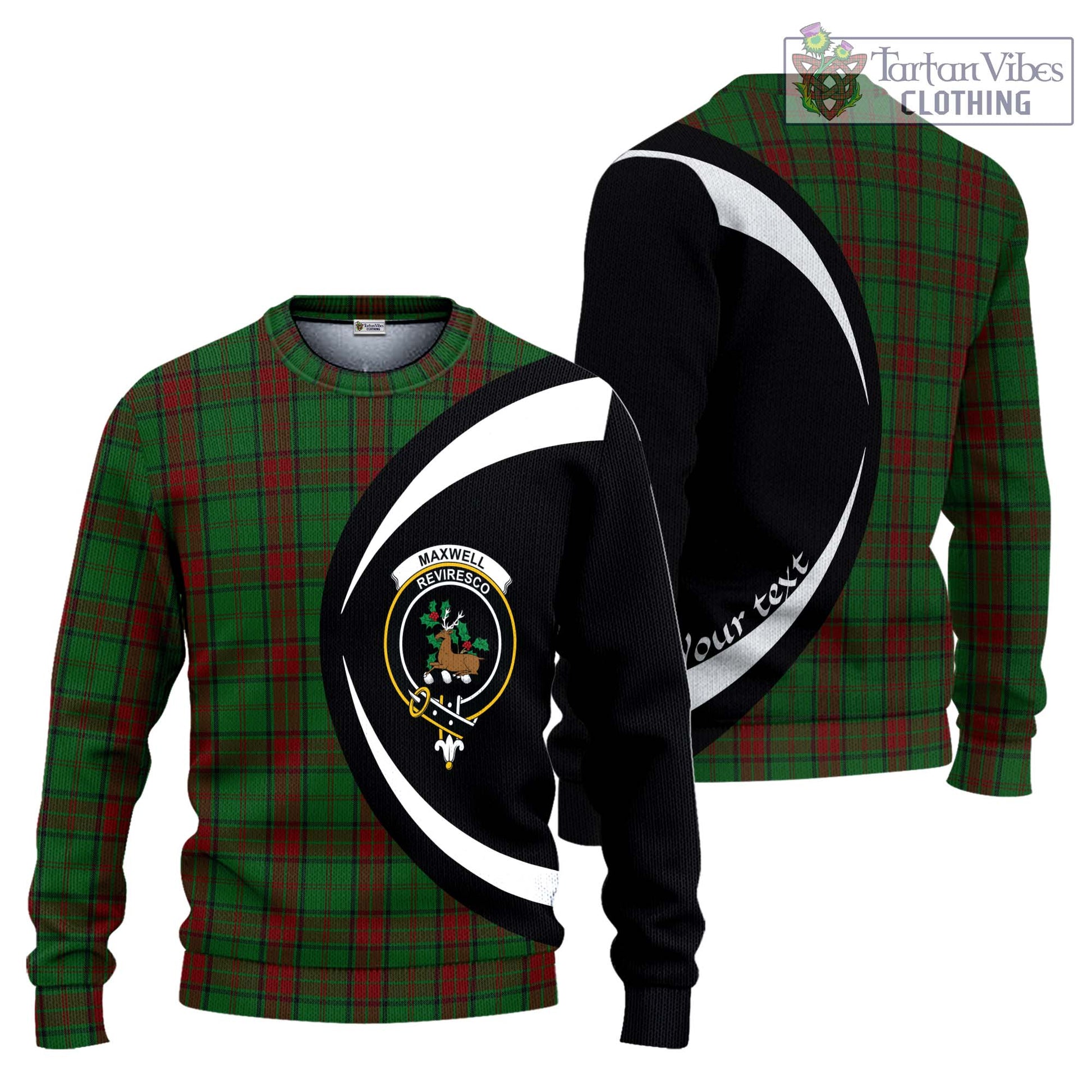 Maxwell Hunting Tartan Knitted Sweater with Family Crest Circle Style Unisex - Tartan Vibes Clothing