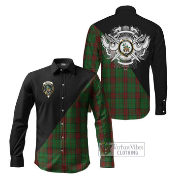 Maxwell Hunting Tartan Long Sleeve Button Shirt with Family Crest and Military Logo Style