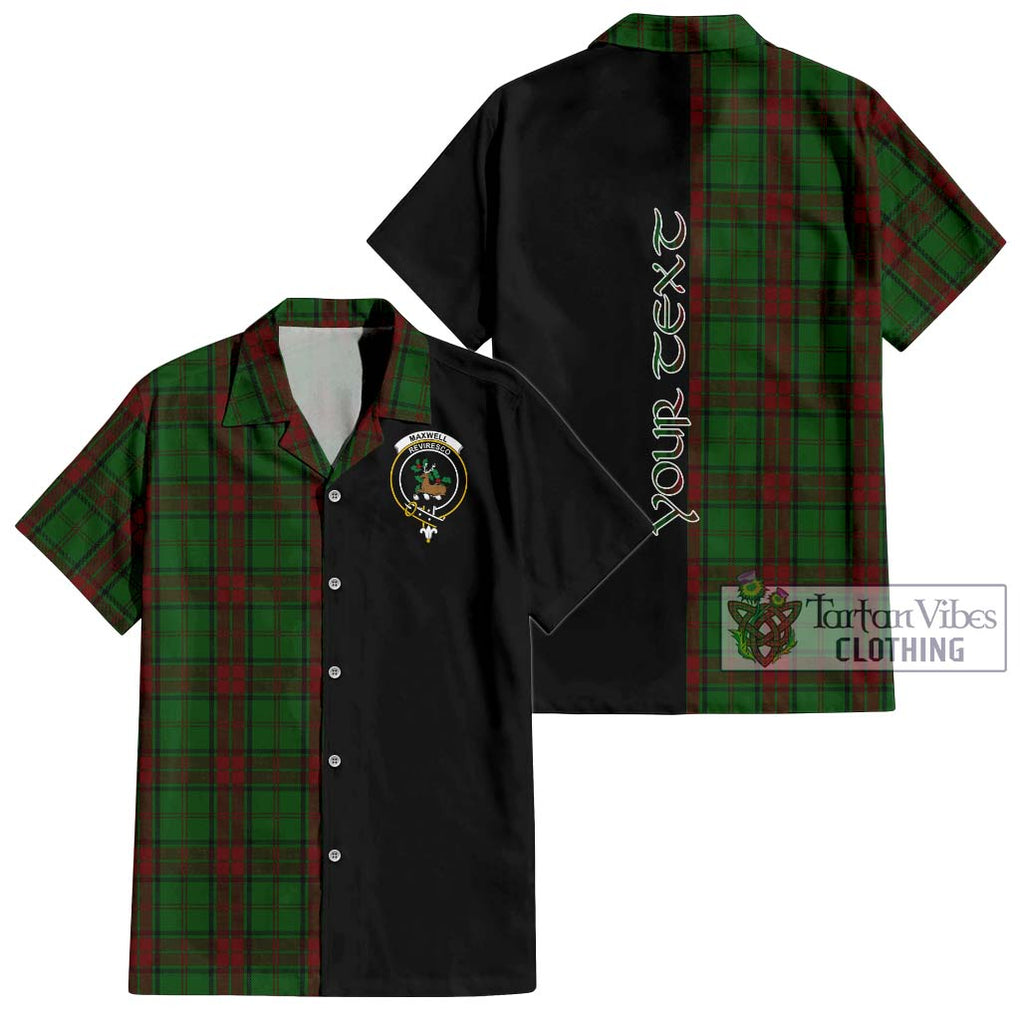 Maxwell Hunting Tartan Short Sleeve Button Shirt with Family Crest and Half Of Me Style Kid - Tartanvibesclothing Shop