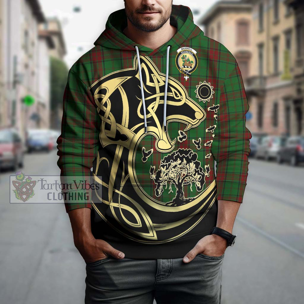 Maxwell Hunting Tartan Hoodie with Family Crest Celtic Wolf Style Zip Hoodie - Tartan Vibes Clothing