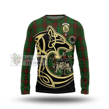 Maxwell Hunting Tartan Long Sleeve T-Shirt with Family Crest Celtic Wolf Style