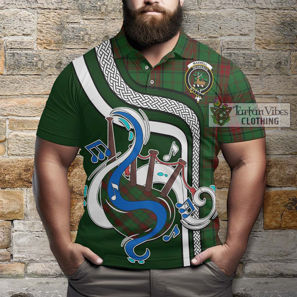 Tartan Vibes Clothing Maxwell Hunting Tartan Polo Shirt with Epic Bagpipe Style