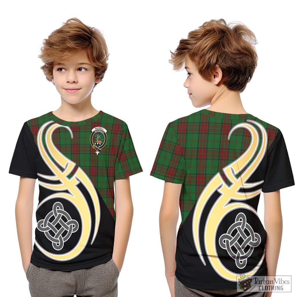 Maxwell Hunting Tartan Kid T-Shirt with Family Crest and Celtic Symbol Style Youth XL Size14 - Tartan Vibes Clothing