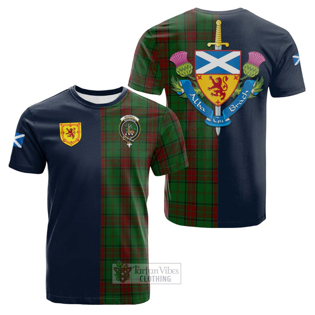 Tartan Vibes Clothing Maxwell Hunting Tartan Cotton T-shirt with Scottish Lion Royal Arm Half Style