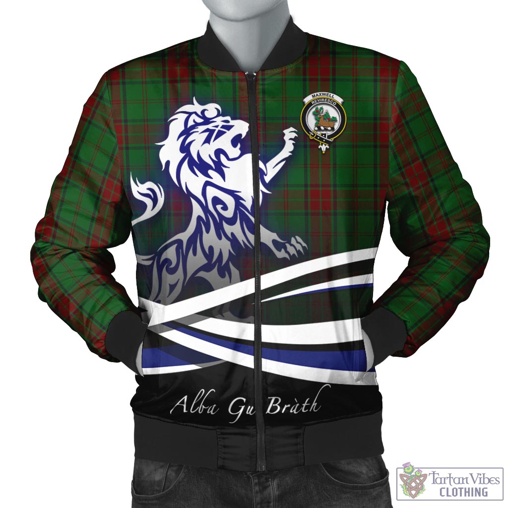 Tartan Vibes Clothing Maxwell Hunting Tartan Bomber Jacket with Alba Gu Brath Regal Lion Emblem