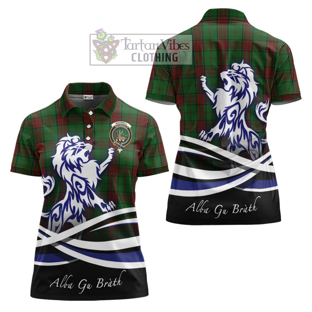 Maxwell Hunting Tartan Women's Polo Shirt with Alba Gu Brath Regal Lion Emblem Women - Tartanvibesclothing Shop