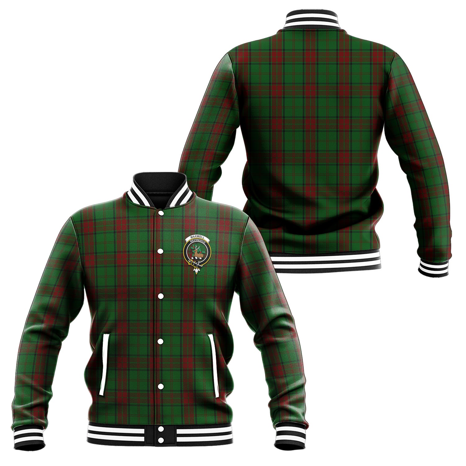 Maxwell Hunting Tartan Baseball Jacket with Family Crest Unisex - Tartan Vibes Clothing