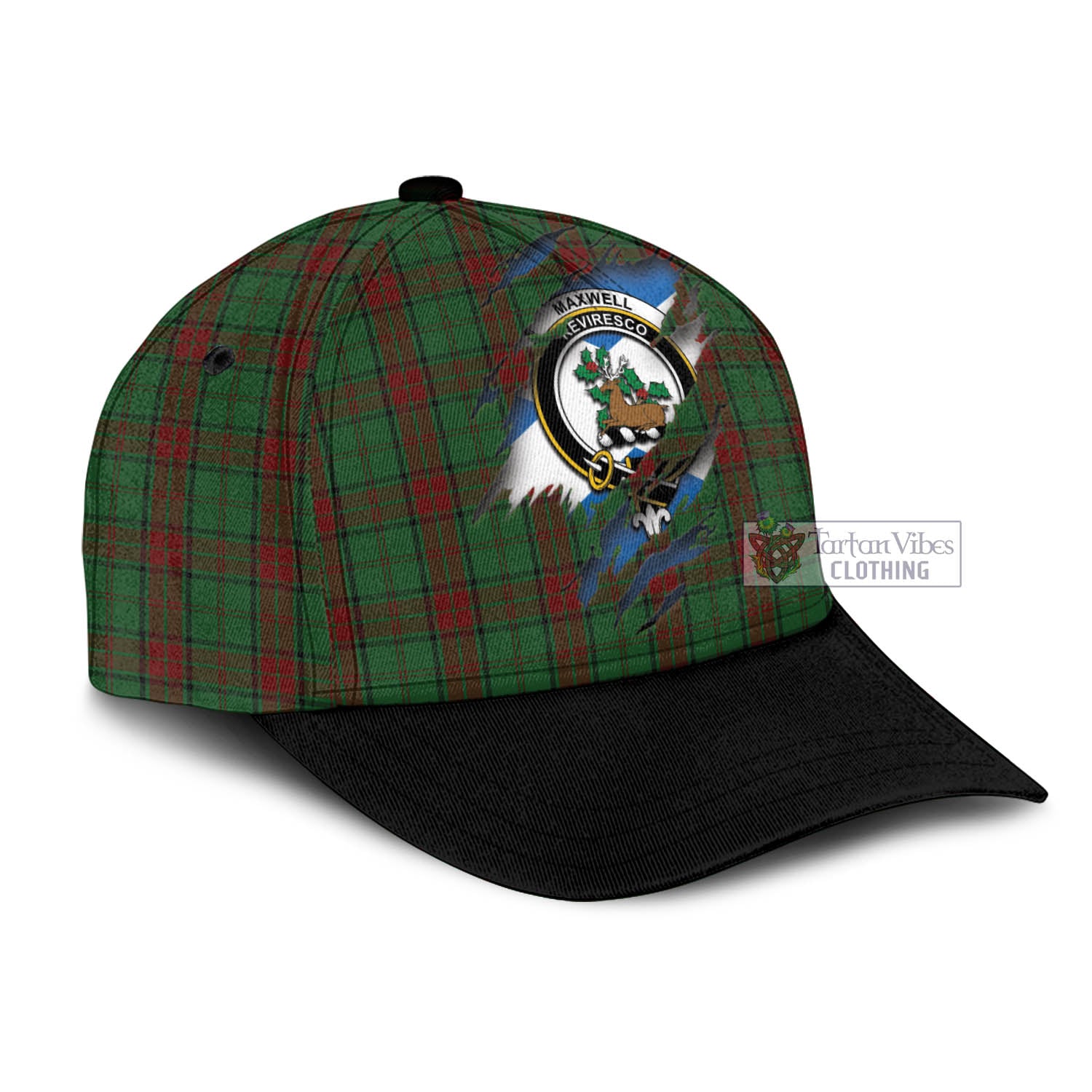 Tartan Vibes Clothing Maxwell Hunting Tartan Classic Cap with Family Crest In Me Style