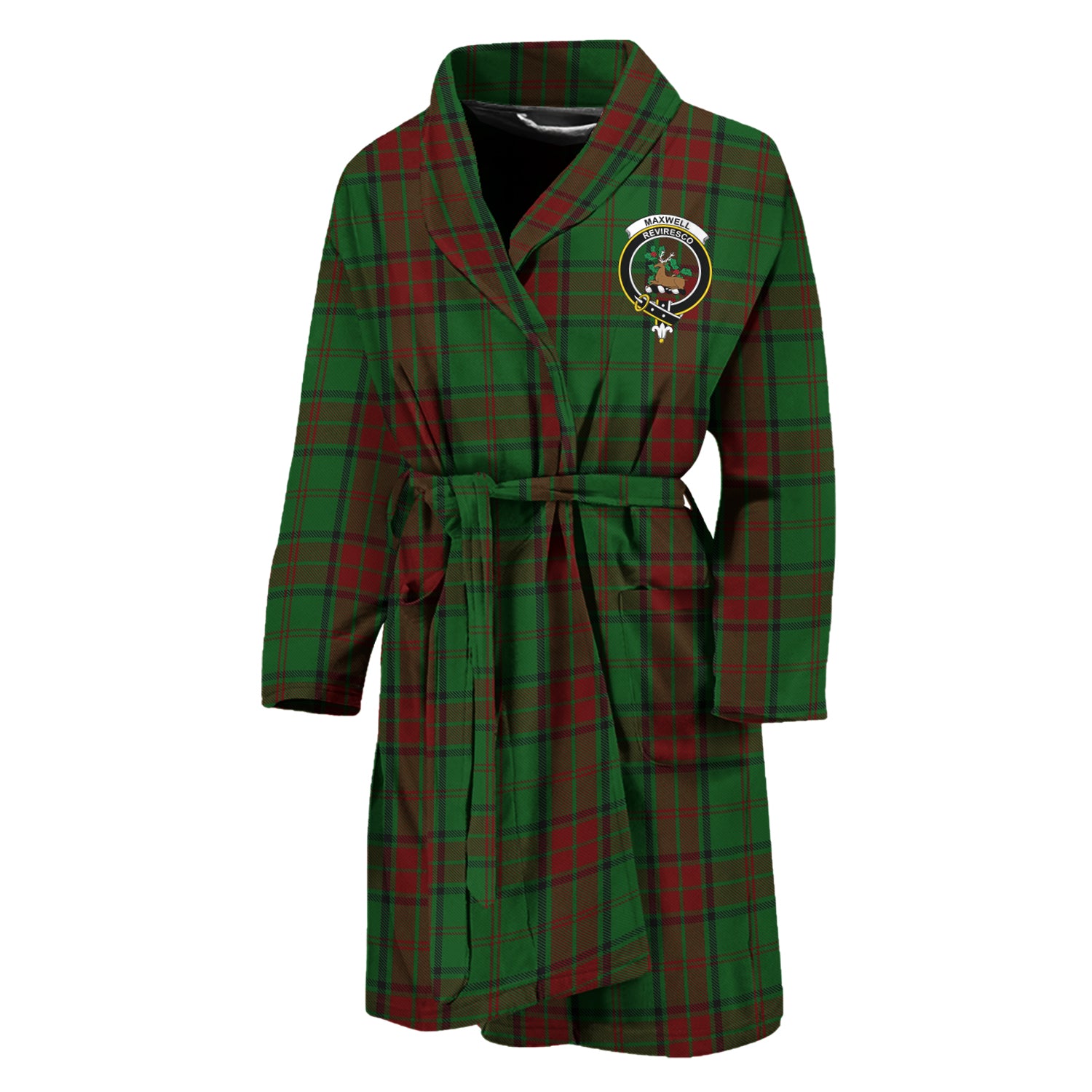 Maxwell Hunting Tartan Bathrobe with Family Crest Unisex M - Tartan Vibes Clothing