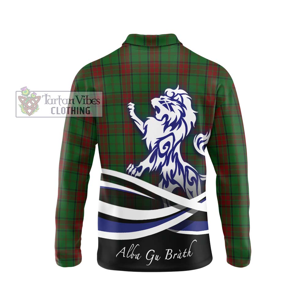 Maxwell Hunting Tartan Long Sleeve Polo Shirt with Alba Gu Brath Regal Lion Emblem - Tartanvibesclothing Shop