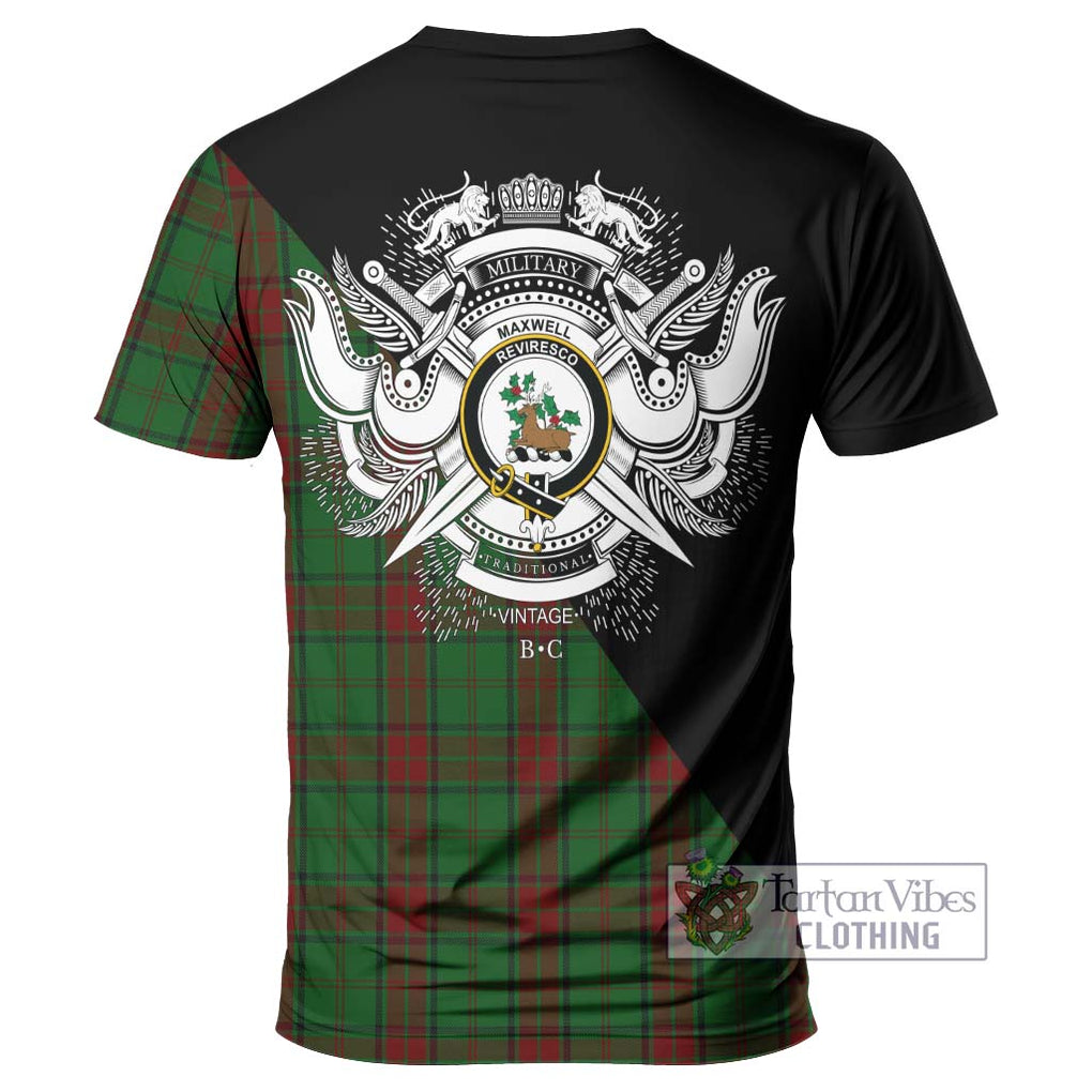 Maxwell Hunting Tartan T-Shirt with Family Crest and Military Logo Style - Tartanvibesclothing Shop