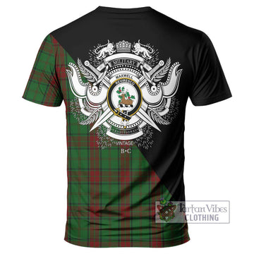 Maxwell Hunting Tartan T-Shirt with Family Crest and Military Logo Style