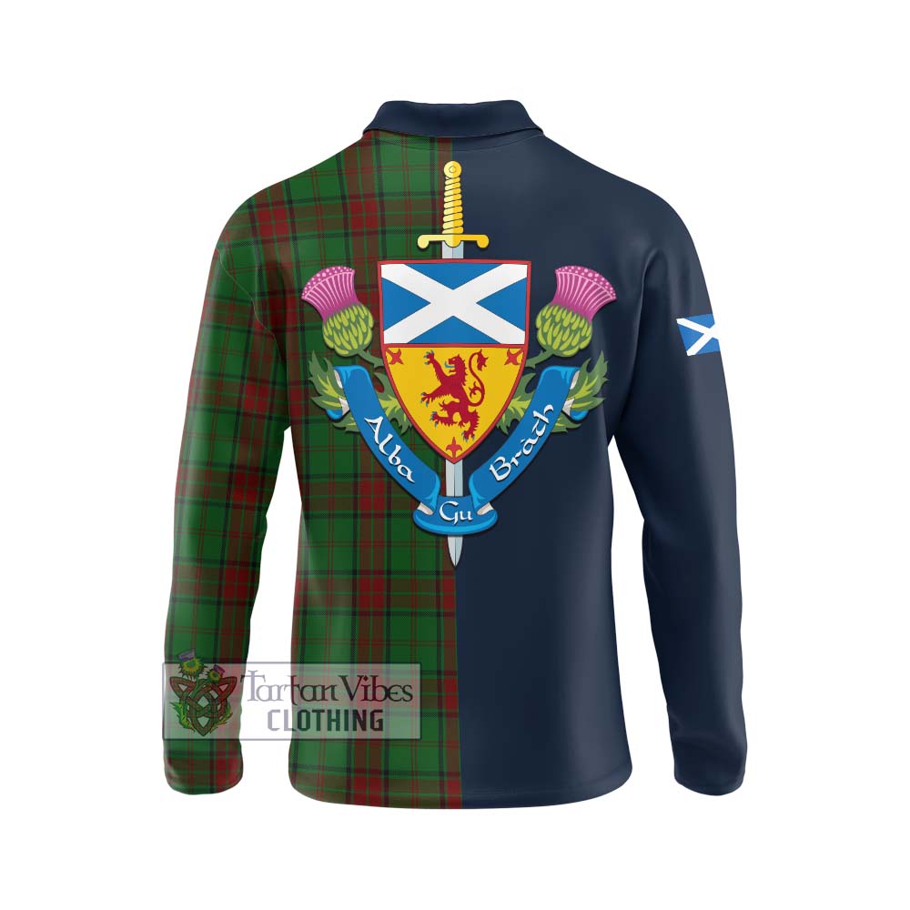 Tartan Vibes Clothing Maxwell Hunting Tartan Long Sleeve Polo Shirt with Scottish Lion Royal Arm Half Style