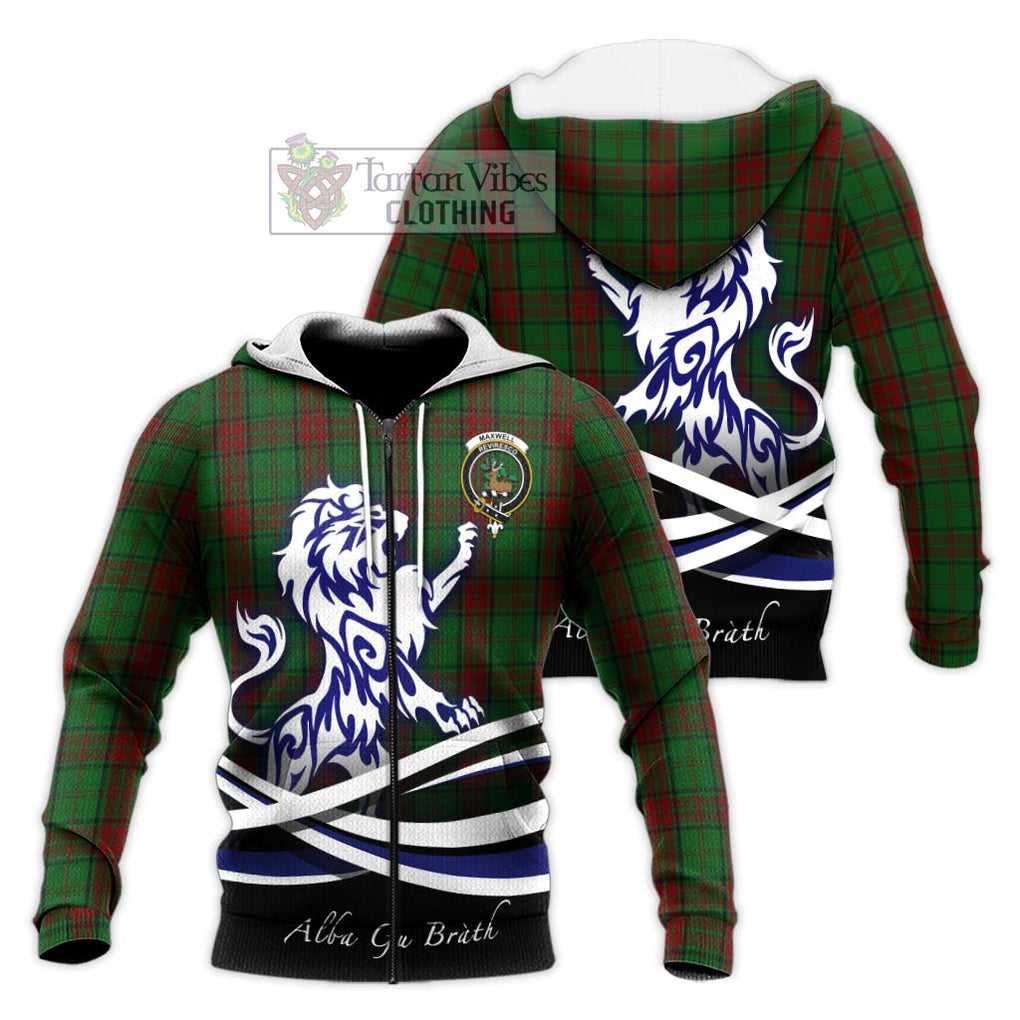 Maxwell Hunting Tartan Knitted Hoodie with Alba Gu Brath Regal Lion Emblem Unisex Knitted Zip Hoodie - Tartanvibesclothing Shop