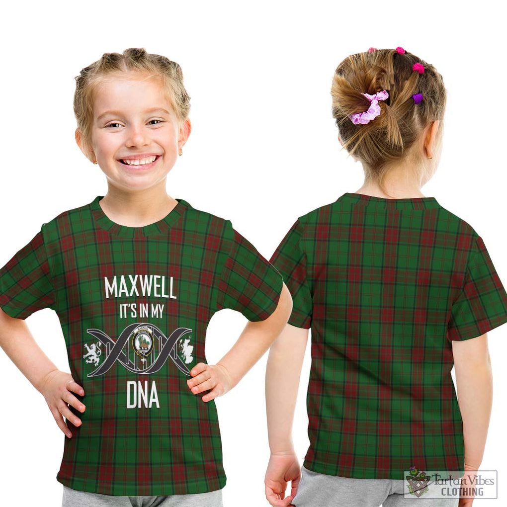 Maxwell Hunting Tartan Kid T-Shirt with Family Crest DNA In Me Style - Tartanvibesclothing Shop