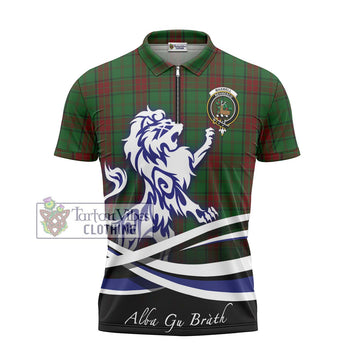 Maxwell Hunting Tartan Zipper Polo Shirt with Alba Gu Brath Regal Lion Emblem