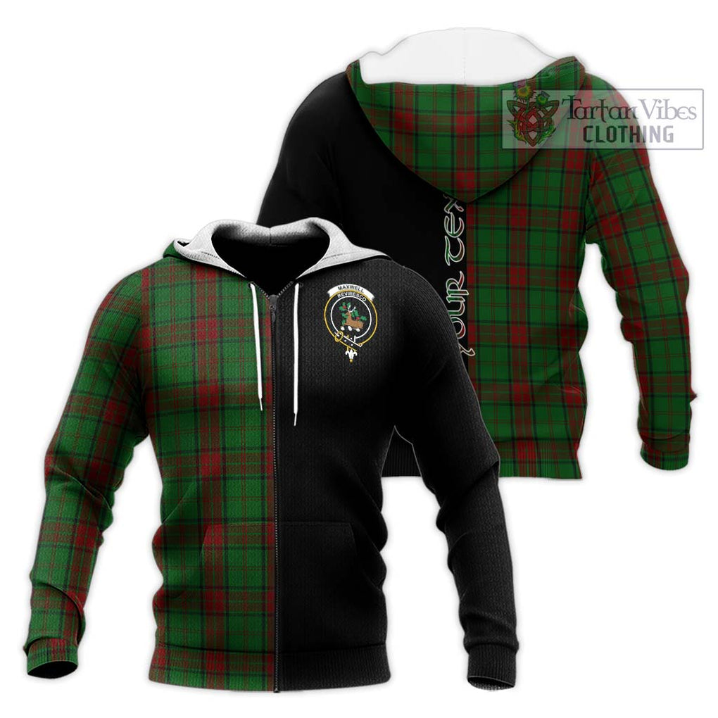 Maxwell Hunting Tartan Knitted Hoodie with Family Crest and Half Of Me Style Unisex Knitted Zip Hoodie - Tartanvibesclothing Shop