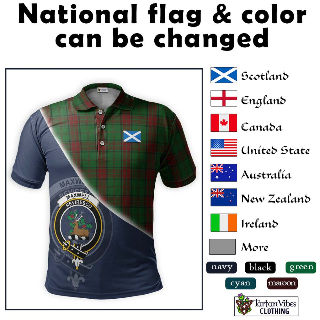 Maxwell Hunting Tartan Polo Shirt with Personalised National Flag and Family Crest Half Style - Tartanvibesclothing Shop