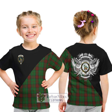 Maxwell Hunting Tartan Kid T-Shirt with Family Crest and Military Logo Style