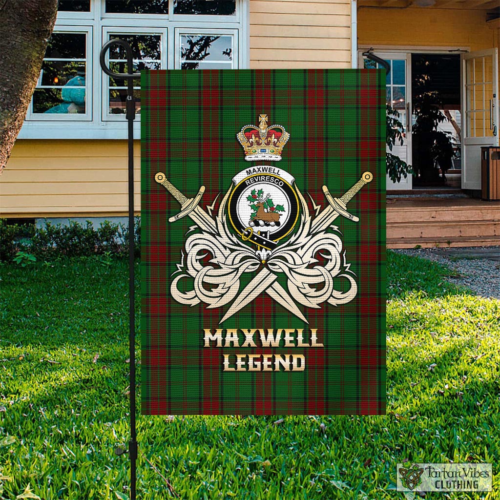 Tartan Vibes Clothing Maxwell Hunting Tartan Flag with Clan Crest and the Golden Sword of Courageous Legacy