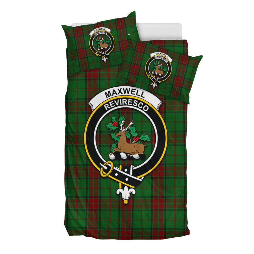 Maxwell Hunting Tartan Bedding Set with Family Crest - Tartan Vibes Clothing