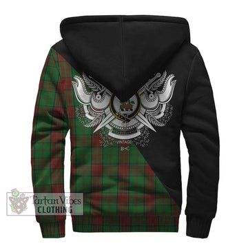 Maxwell Hunting Tartan Sherpa Hoodie with Family Crest and Military Logo Style