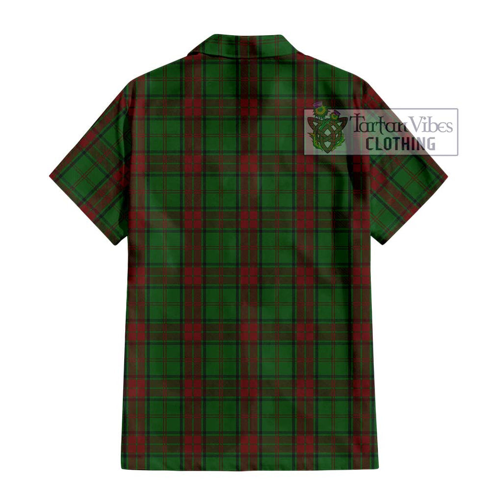 Maxwell Hunting Tartan Short Sleeve Button Shirt with Family Crest DNA In Me Style - Tartanvibesclothing Shop