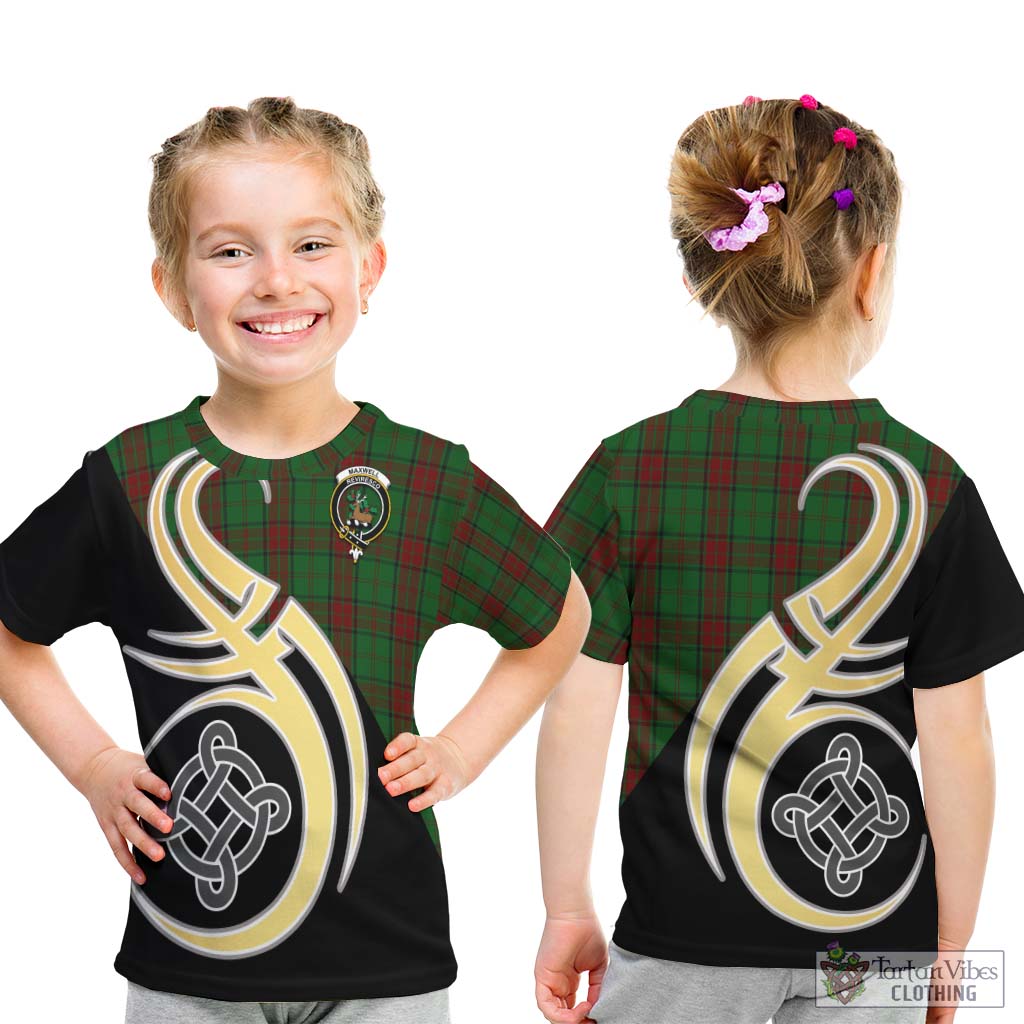 Maxwell Hunting Tartan Kid T-Shirt with Family Crest and Celtic Symbol Style - Tartan Vibes Clothing