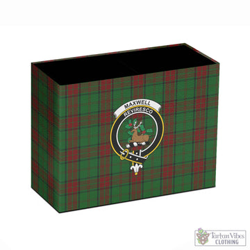 Maxwell Hunting Tartan Pen Holder with Family Crest