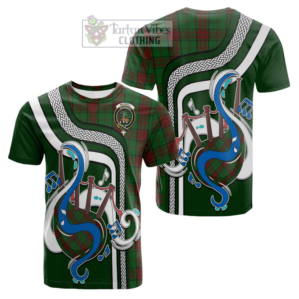 Tartan Vibes Clothing Maxwell Hunting Tartan Cotton T-shirt with Epic Bagpipe Style